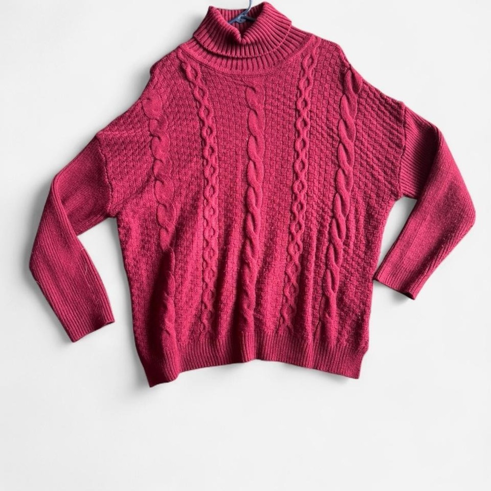 Burgundy cable knit sweater